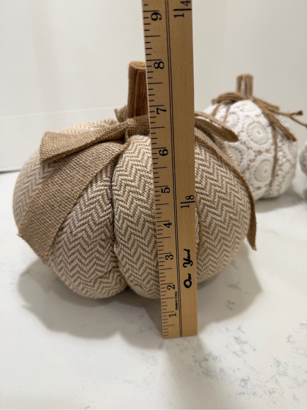 Neutral Lace and Burlap Decorative Pumpkins - Set of 3 - Picture 11 of 13